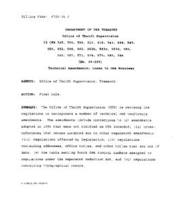 United States federal banking legislation / Law / Mortgage industry of the United States / Politics of the United States / Public administration / United States administrative law / Office of Thrift Supervision / Rulemaking