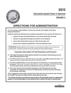 2015 Directions for Administration—STS for RLA (Grade 5)