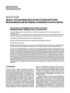 Absence of Cospeciation between the Uncultured Frankia Microsymbionts and the Disjunct Actinorhizal Coriaria Species