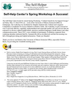 The Self-Helper  Summer 2015 News and Notes from the Self-Help Center A program of Family Service