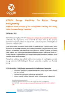 COGEN Europe Policymaking Manifesto  for