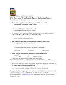 2013 Delaware River Scenic Byway Gathering Survey