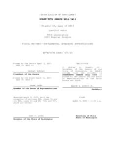 CERTIFICATION OF ENROLLMENT SUBSTITUTE SENATE BILL 5403 Chapter 10, Laws ofpartial veto) 58th Legislature 2003 Regular Session