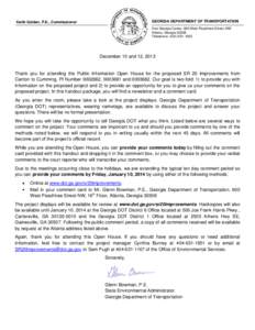 GEORGIA DEPARTMENT OF TRANSPORTATION  Keith Golden, P.E., Commissioner One Georgia Center, 600 West Peachtree Street, NW Atlanta, Georgia 30308