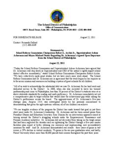 The School District of Philadelphia Office of Communications 440 N. Broad Street, Suite 102 ~ Philadelphia, PA[removed] ~ ([removed]