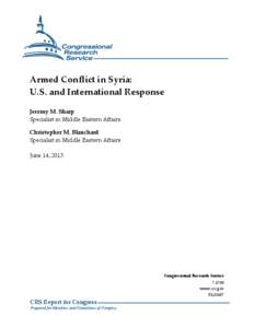 Armed Conflict in Syria: U.S. and International Response