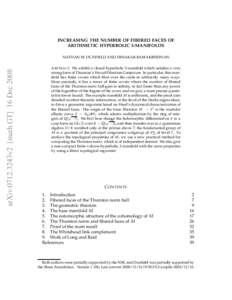 INCREASING THE NUMBER OF FIBERED FACES OF ARITHMETIC HYPERBOLIC 3-MANIFOLDS arXiv:0712.3243v2 [math.GT] 16 DecNATHAN M. DUNFIELD AND DINAKAR RAMAKRISHNAN