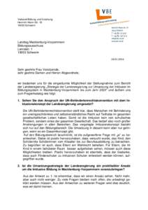 Verband Bildung und Erziehung Heinrich-Mann-StrSchwerin Landtag Mecklenburg-Vorpommern Bildungsausschuss
