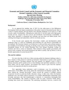 Economic and Social Council and the Economic and Financial Committee (Second Committee) of the General Assembly Special Joint Meeting Finding solutions for addressing sustainable development challenges and accelerating t