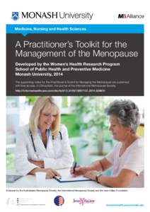 Medicine, Nursing and Health Sciences  A Practitioner’s Toolkit for the Management of the Menopause Developed by the Women’s Health Research Program School of Public Health and Preventive Medicine