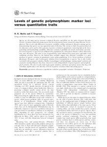 Levels of genetic polymorphism: marker loci versus quantitative traits R. K. Butlin and T. Tregenza