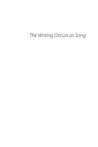 The Writing Occurs as Song  The Writing Occurs as Song a Kelvin Corcoran Reader  Edited by