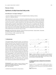 Eur. J. Lipid Sci. Technol. 2008, 110, 805–Review Article Synthesis of alkyl-branched fatty acids