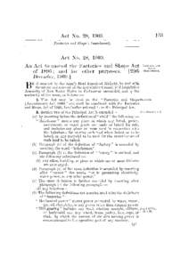 A c t N o . 28, 1909. A n Act to a m e n d t h e Factories and Shops Act of[removed] ; a n d for o t h e r p u r p o s e s . [29th December,