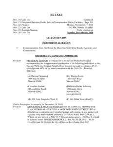 DOCKET Nov. 16: Land Use Continued Nov. 17: Programs&Services; Public Safety&Transportation; Public Facilities Page 239 Nov. 22: Finance Monday, November 15, 2010