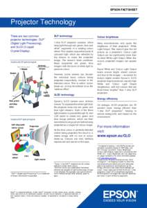 EPSON FACTSHEET  Projector Technology There are two common projector technologies: DLP1 (Digital Light Processing),