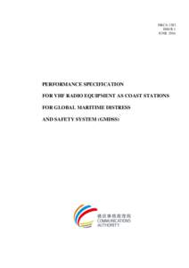 HKCA 1283 ISSUE 1 JUNE 2014 PERFORMANCE SPECIFICATION FOR VHF RADIO EQUIPMENT AS COAST STATIONS