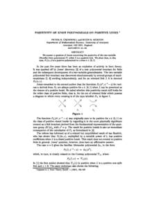 POSITIVITY OF KNOT POLYNOMIALS ON POSITIVE LINKS  1 PETER R. CROMWELL and HUGH R. MORTON Department of Mathemati
al S
ien
es, University of Liverpool,