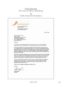 A Cover Letter From  The Center for Effective Philanthropy To  Charles Stewart Mott Foundation