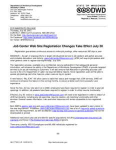 Job Center Web Site Registration Changes Take Effect July 30