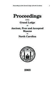 2003 Grand Lodge Proceedings