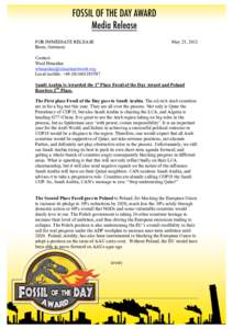 FOR IMMEDIATE RELEASE Bonn, Germany May 25, 2012  Contact: