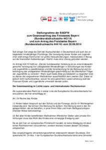 Stellungnahme der BAGFW zum Gesetzesantrag des Freistaates Bayern (Bundesratsdrucksacheund zum Antrag des Freistaates Bayern (BundesratsdrucksachevomSeit einiger Zeit steigt die Zahl der Asy