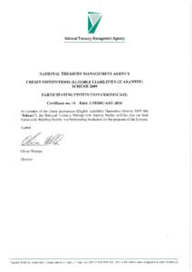 EXPLANATORY NOTE:  The Irish Nationwide Building Society Participating Institution Certificate No. 14 has been revoked with effect from 1st July[removed]All covered liabilities placed with this institution before this dat