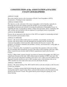 Association of Pacific Coast Geographers / Association of American Geographers / Article One of the United States Constitution
