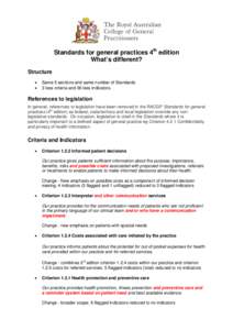 Standards for general practices 4th edition What’s different?