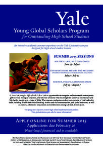 Yale  Young Global Scholars Program for Outstanding High School Students
