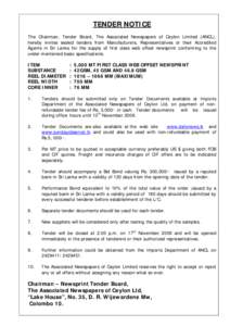 Tender board / D. R. Wijewardena / Paper density / Sri Lanka / Business / Asia / Procurement / Sinhalese people / Associated Newspapers of Ceylon Limited