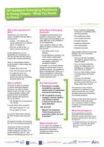 GP Guidance: Emerging Psychosis & Young People - What You Need to Know www.iris-initiative.org.uk  Why is this important for