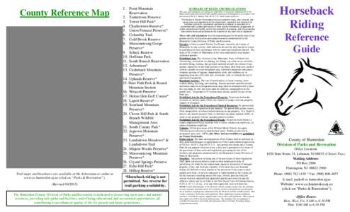 County Reference Map  Trail maps and brochures are available at the Arboretum or online at www.co.hunterdon.nj.us (click on “Parks & Recreation”). (Revised[removed])