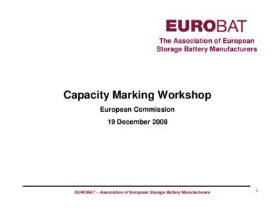 The Association of European Storage Battery Manufacturers Capacity Marking Workshop European Commission 19 December 2008