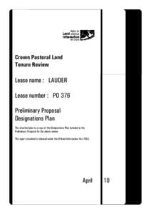 Crown Pastoral-Tenure Review-Lauder-Preliminary Proposal Plan