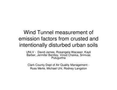 Wind Tunnel measurement of emission factors from crusted and intentionally disturbed urban soils