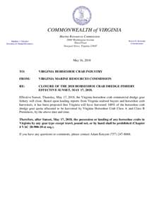 COMMONWEALTH of VIRGINIA Marine Resources Commission Matthew J. Strickler Secretary of Natural ResourcesWashington Avenue