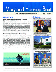 DHCD  Maryland Housing Beat THE STATE’S HOUSING ECONOMY IN RE VIEW