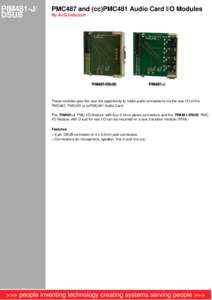 PIM481-J/ DSUB PMC487 and (cc)PMC481 Audio Card I/O Modules By AcQ Inducom