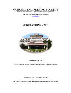 NATIONAL ENGINEERING COLLEGE (An Autonomous Institution – Affiliated to Anna University Chennai) K.R.NAGAR, KOVILPATTI – [removed]www.nec.edu.in