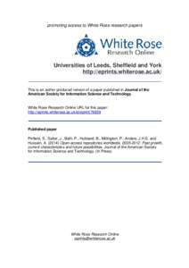 promoting access to White Rose research papers  Universities of Leeds, Sheffield and York http://eprints.whiterose.ac.uk/ This is an author produced version of a paper published in Journal of the American Society for Inf