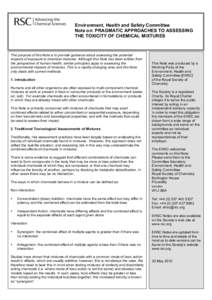 1  Environment, Health and Safety Committee Note on: PRAGMATIC APPROACHES TO ASSESSING THE TOXICITY OF CHEMICAL MIXTURES