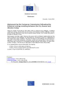 EUROPEAN COMMISSION  STATEMENT Brussels, 2 June[removed]Statement by the European Commission following the