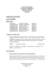 TOWN OF ELSMERE PLANNING COMMISSION MEETING MINUTES November 10, 2014 6:30 P.M. .
