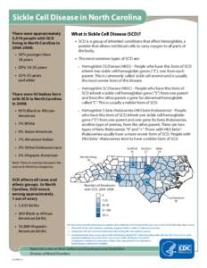 Sickle Cell Disease in North Carolina There were approximately 5,578 people with SCD living in North Carolina in[removed]: •• 39% younger than