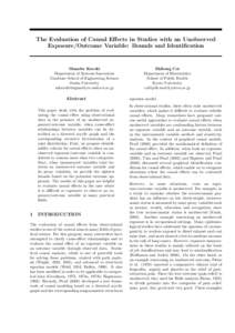 The Evaluation of Causal Eﬀects in Studies with an Unobserved Exposure/Outcome Variable: Bounds and Identiﬁcation Manabu Kuroki Department of Systems Innovation Graduate School of Engineering Science