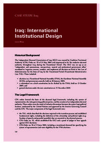 CASE STUDY: Iraq  Iraq: International Institutional Design Jarrett Blanc