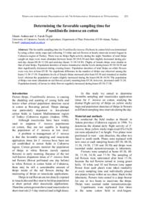 THRIPS AND TOSPOVIRUSES: PROCEEDINGS OF THE 7TH INTERNATIONAL SYMPOSIUM ON THYSANOPTERA  225 Determining the favorable sampling time for Frankliniella intonsa on cotton