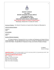 1  BHARAT SARKAR BHARAT MAUSAM VIGYAN VIBHAG GOVERNMENT OF INDIA INDIA METEOROLOGICAL DEPARTMENT